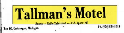 Hokans Motel (Scotts Superior Inn & Cabins, Hokans, Tallmans Motel) - Nov 1977 Ad